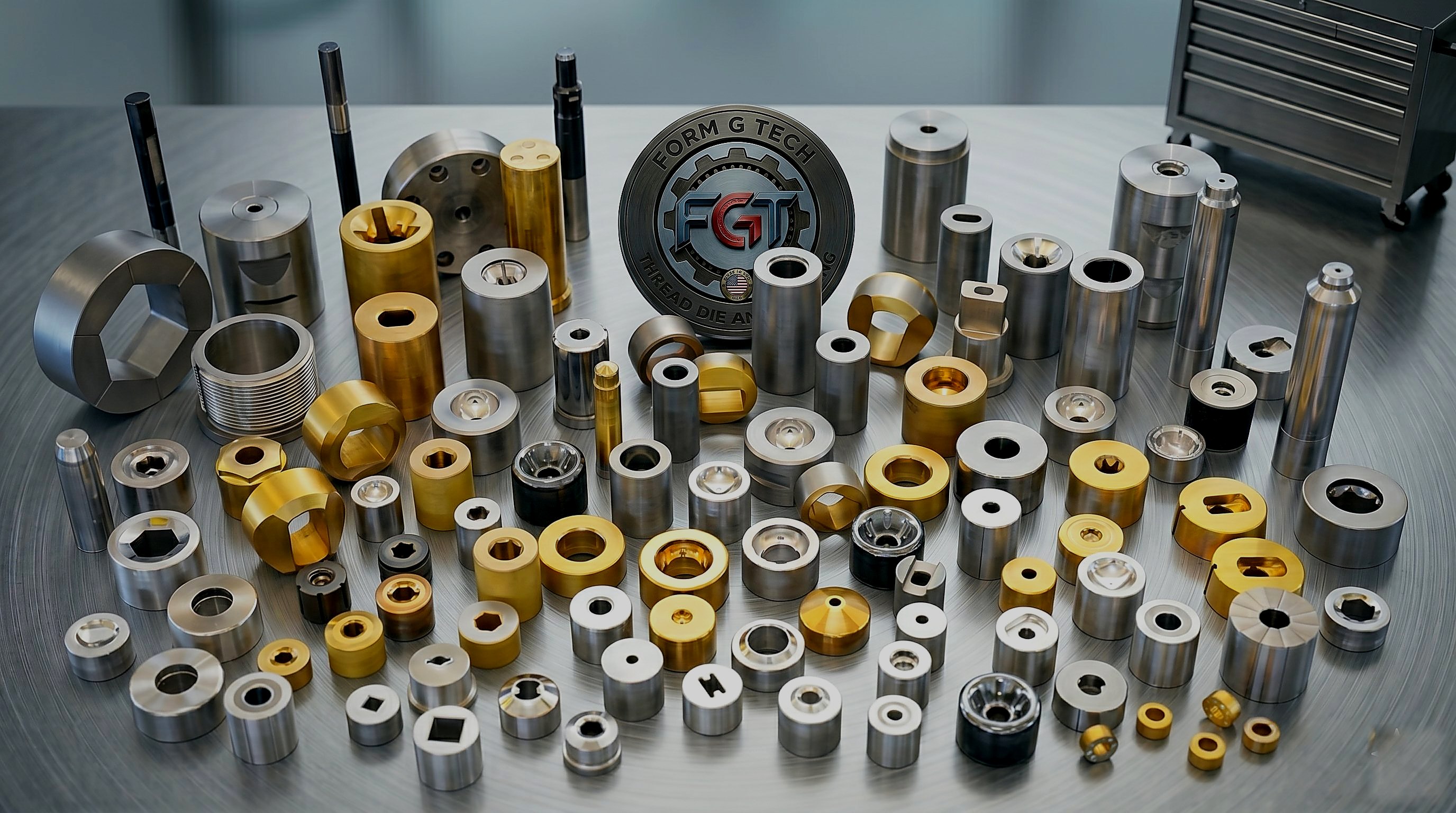 Wide display of Form G Tech carbide and steel tooling components